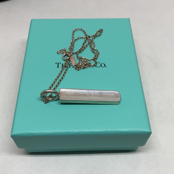 Retired Tiffany 1837 Bar Pendant and Tiffany chain - Picture 3 of 9